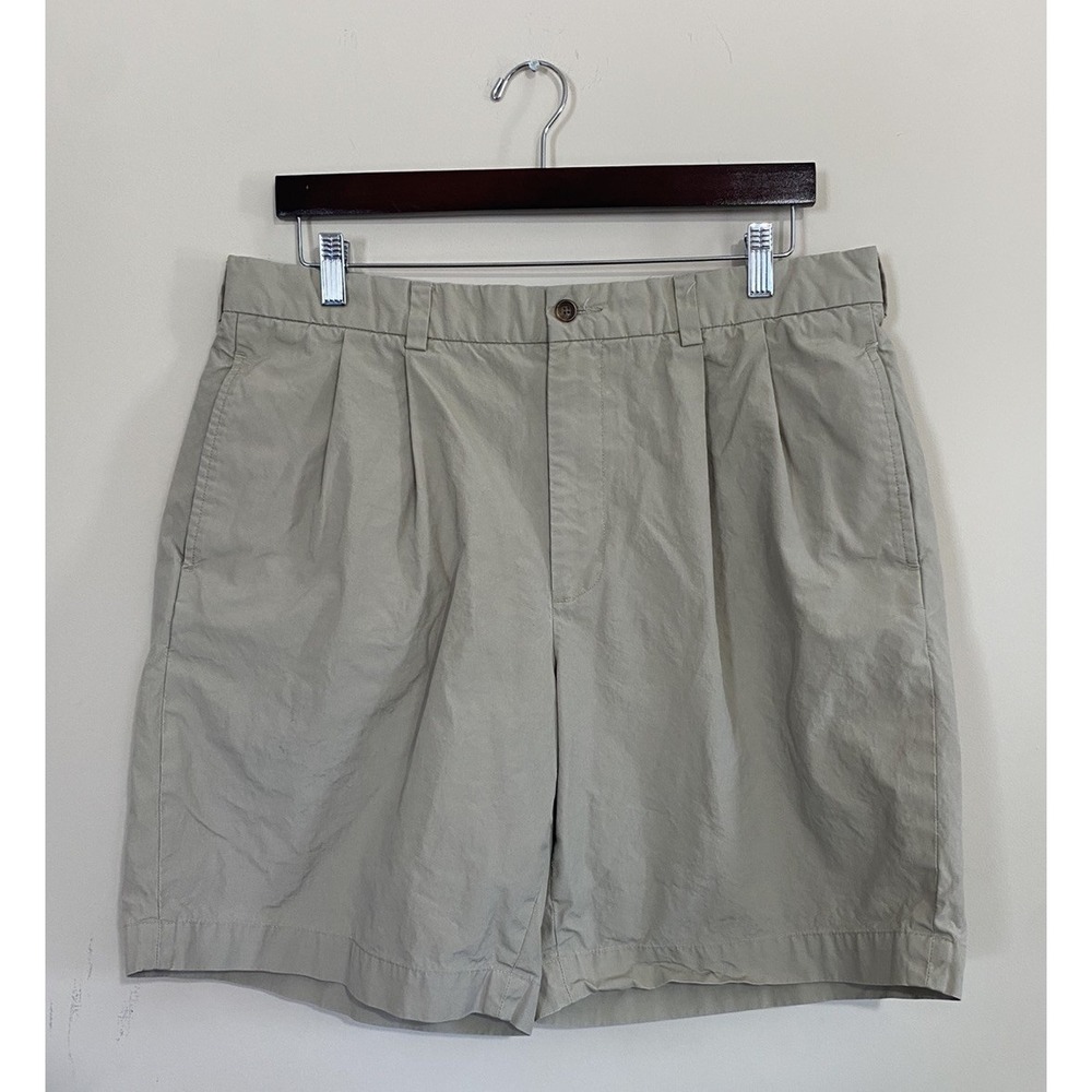 Brooks Brothers 1818 Men's Shorts Sz 36 Khaki Pleated Front Cotton Chino Preppy